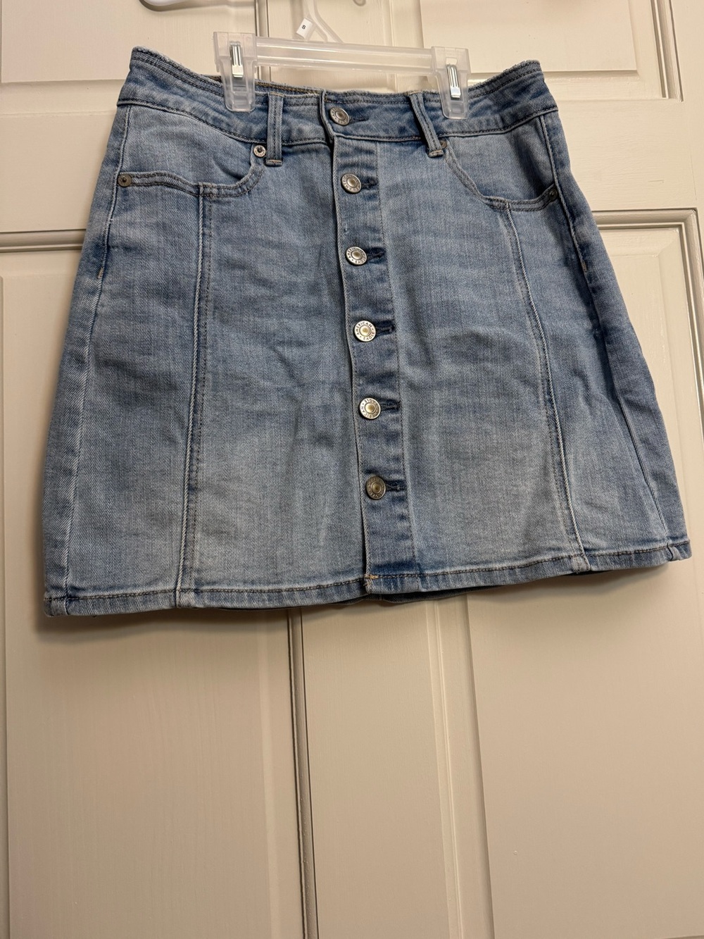 American Eagle Hi-Rise Button Denim Mini Skirt
